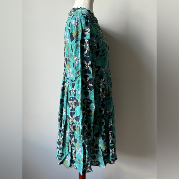 Knox Rose | Long-Sleeve Tiered Floral Dress | Teal | XS - Picture 3 of 6